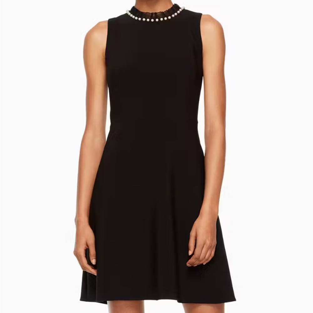 Kate Spade Black Mini Dress with Pearl Details